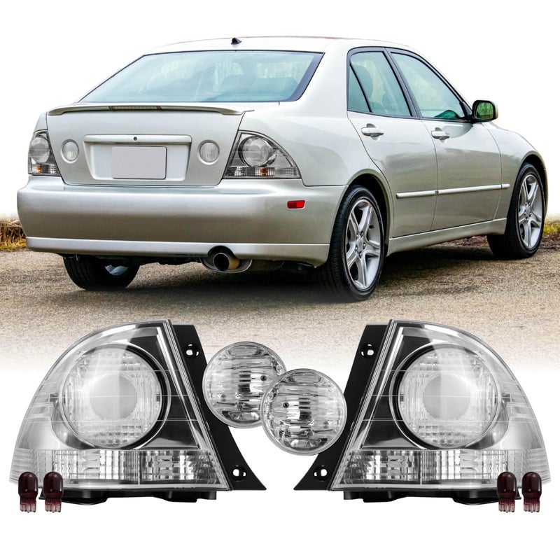 USR 0105 JCE10 Tail Light  Rear Tail Lamps 4pc Set Left  Right Compatible with 20012005 Lexus IS300  IS200 All Models 1st Generation CLEAR LENS TAIL LIGHTS 4PIECES with RED BULBS